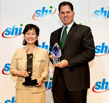 Thai Lee, CEO of SHI, with Michael Dell in 2012