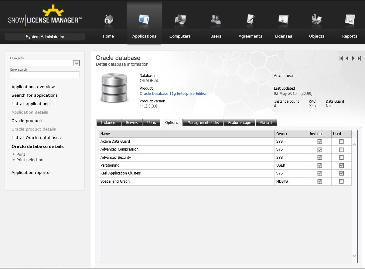 Options_Installed_Used_RAC_Cluster
